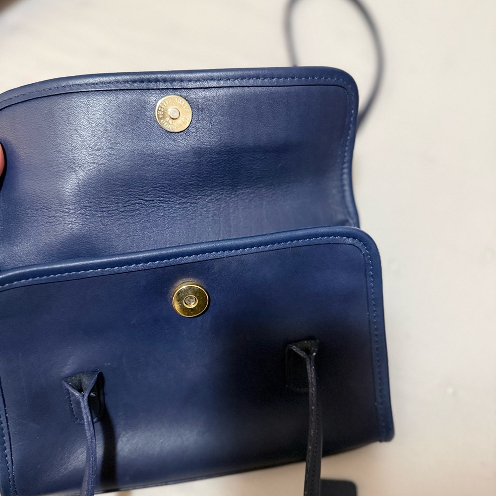 “Vintage Coach 9023 Navy Leather Flap Shoulder Bag 90s Y2K” - Picture 9 of 11